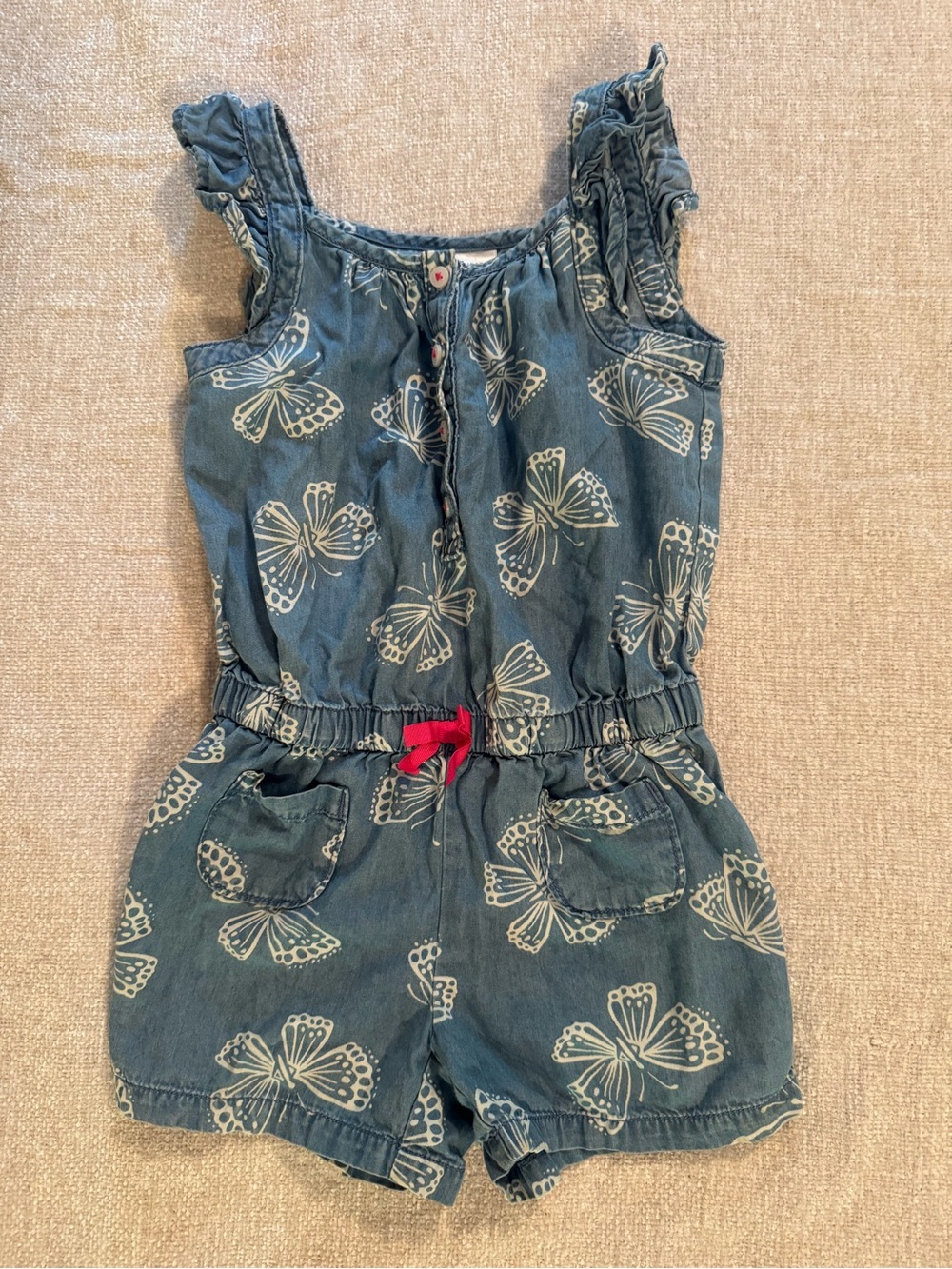 Gymboree Girl’s Butterfly Denim Romper‎ Shorts size 5